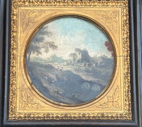 Attribué à Michele Pagano – Paysage pastoral avec personnages, XVIIIe siècle