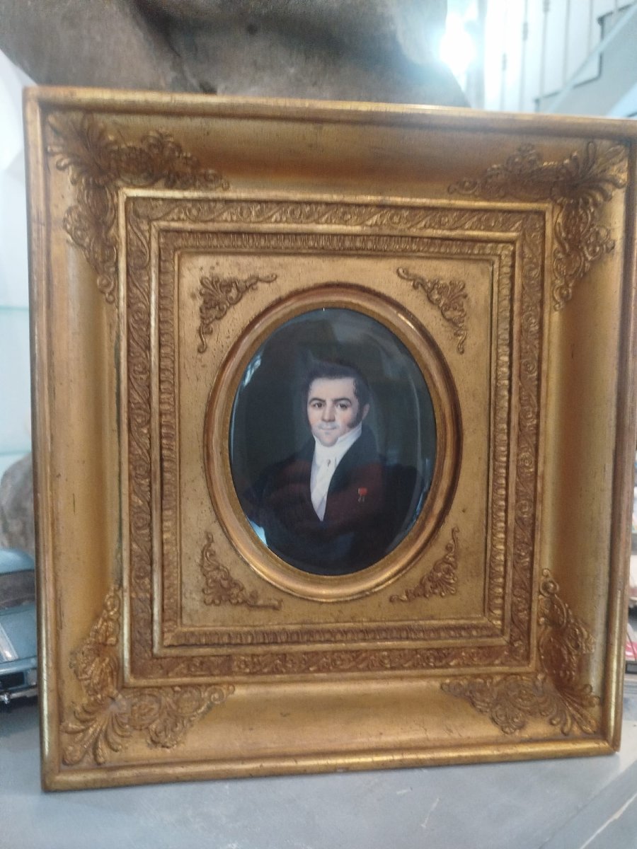 Ivory Miniature Depicting A Gentleman, 19th Century-photo-2