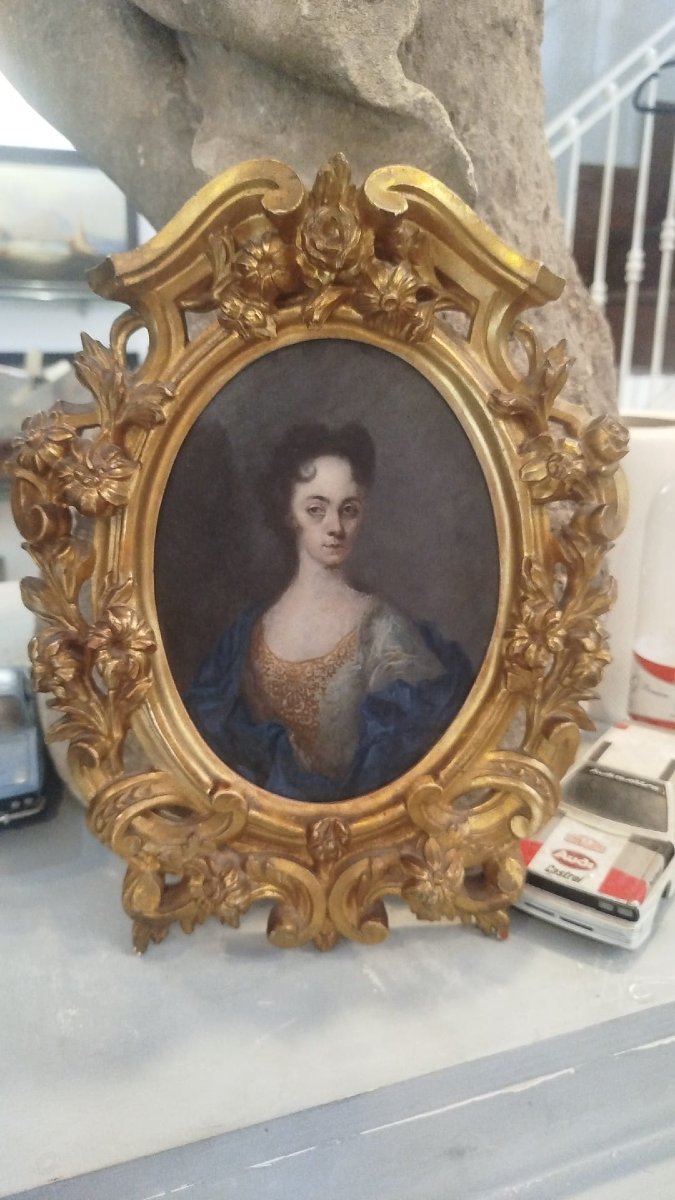 Portrait Of A Woman Painted On Copper In A Gilded Frame, 18th Century
