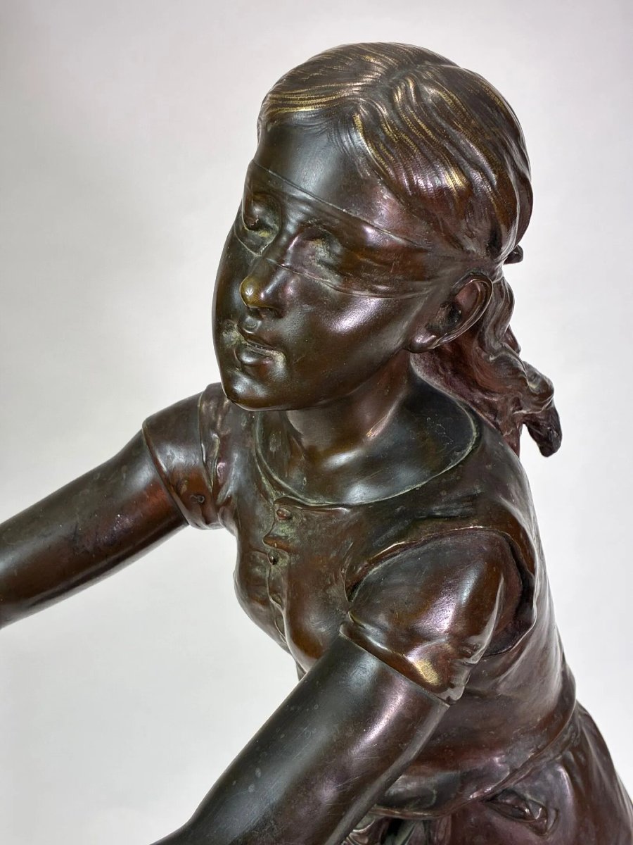 Nicolas Lecornet – « Colin-Maillard » – Sculpture en bronze, XIXᵉ siècle-photo-3