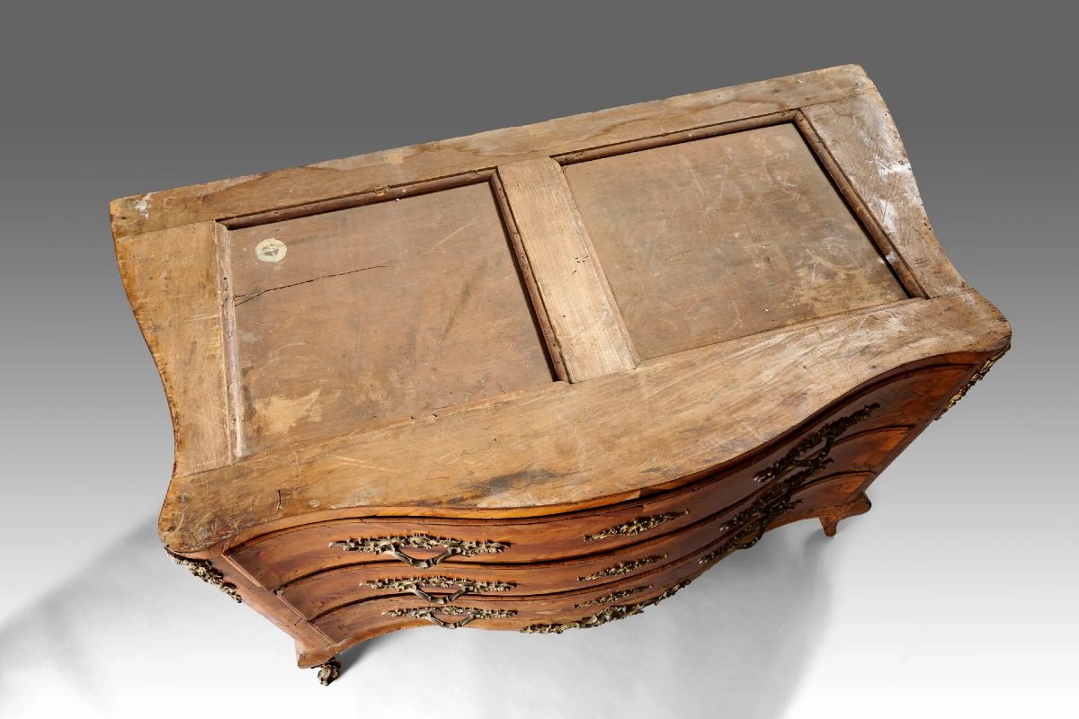 Importante commode en palissandre avec plateau en marbre – XVIIIe siècle-photo-2