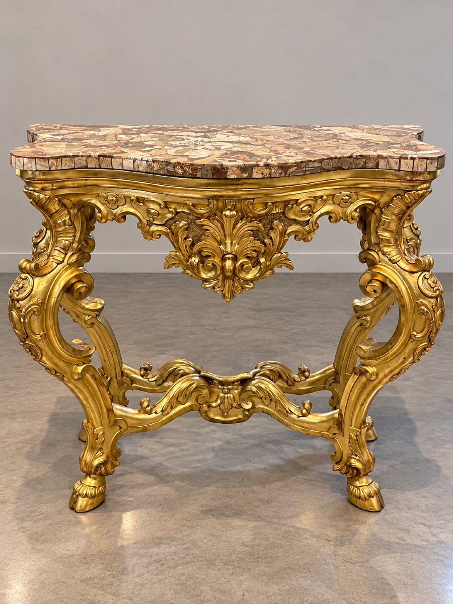 Importante console romaine en bois sculpté et doré – XVIIIe siècle