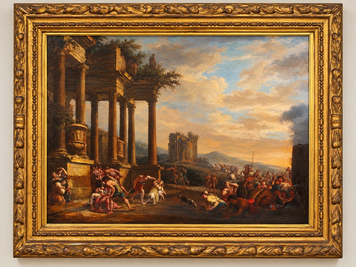 Painting By Francesco Antonio Cicalese – Naples – 125 × 98 Cm