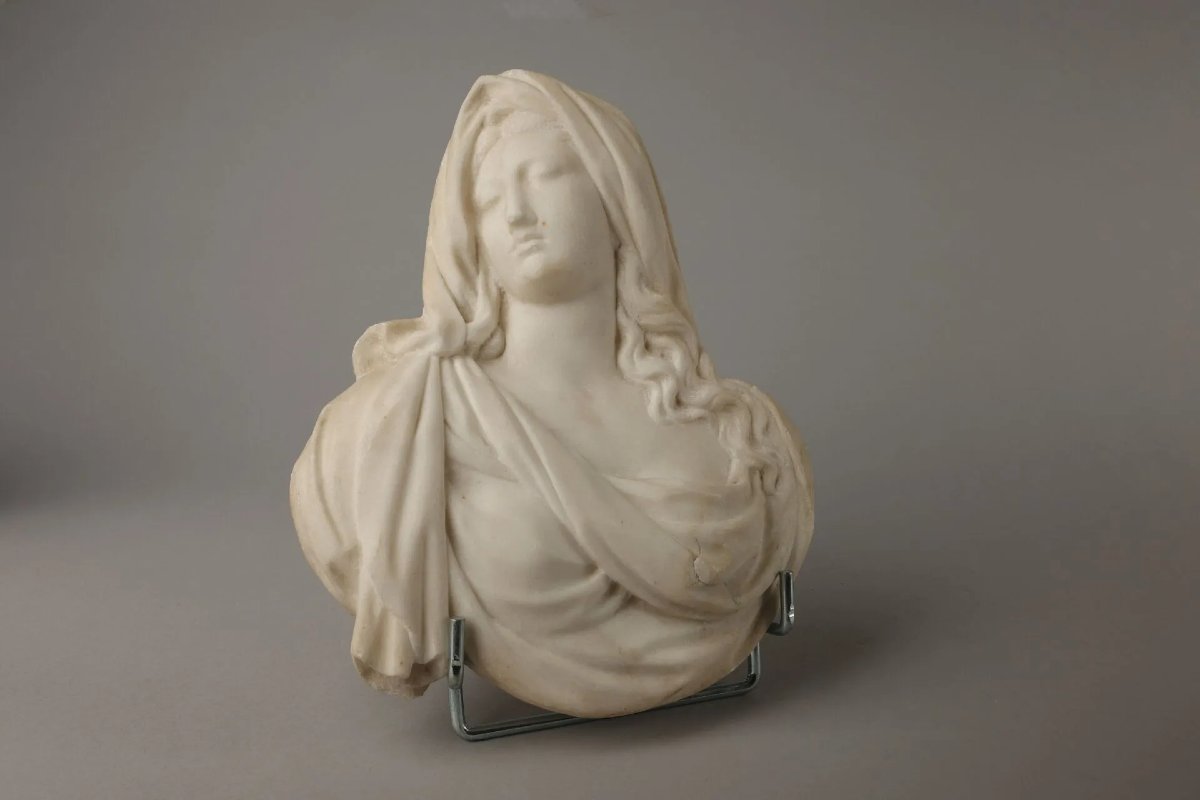 Salvator Mundi et Vierge, paire de bustes en marbre – école provençale ou génoise, vers 1700-photo-4