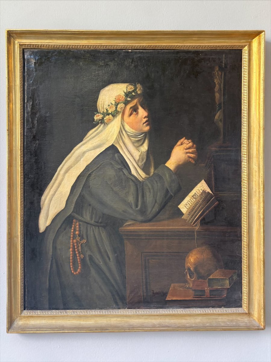 Sainte Catherine de Sienne en prière, huile sur toile