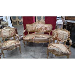 Salon Napoléon III Avec Canapé Et 2 Fauteuils (tissu à retapisser)