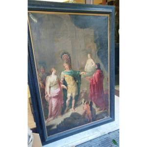 Peintre lombard du XVIIIe siècle – Alexandre le Grand et Apelle – huile sur toile