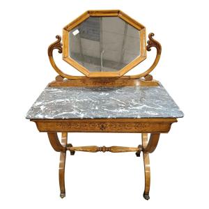 Curule Dressing Table In Charles X Style With Octagonal Mirror