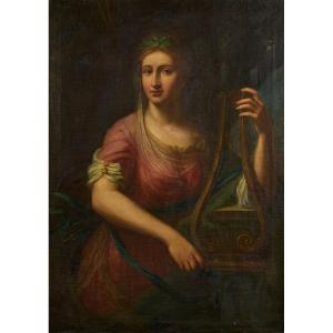 Neoclassical School, Early 19th Century – Portrait Of A Woman As Euterpe, Muse Of Music
