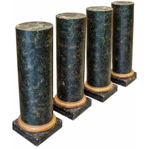 Set Of Four Wooden Columns – 19th Century