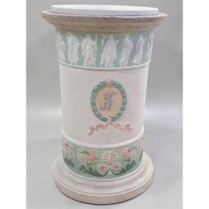 Pompeian Terracotta Column With A Marble Top