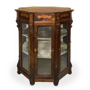Octagonal Inlaid Display Case, 19th Century