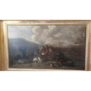 Scène de bataille, école napolitaine, XVIIe siècle