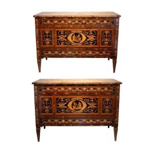 Pair Of Italians Chests Of Drawers Of Louis XVI Period