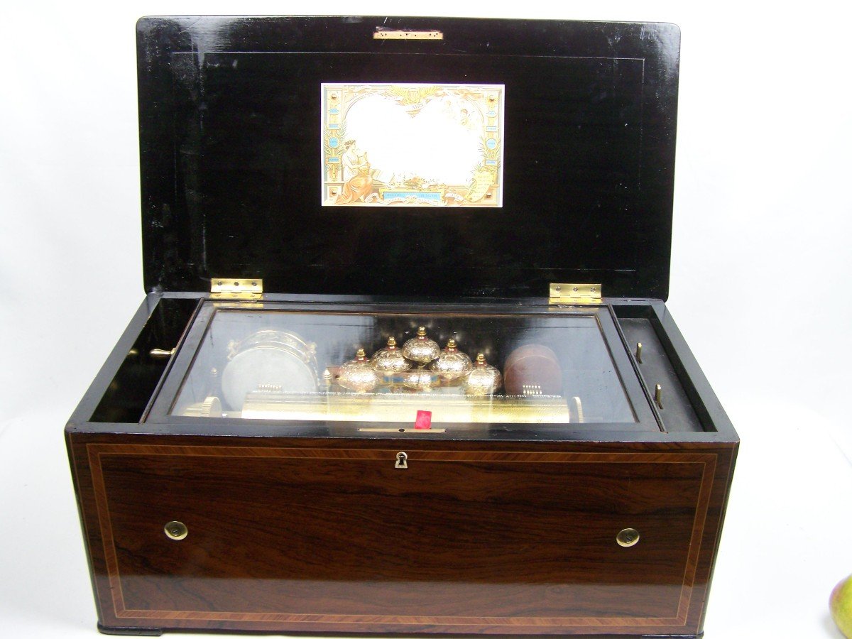Nicole Frères Music Box With Large Cylinder And Drum, Bells And Castanets-photo-3