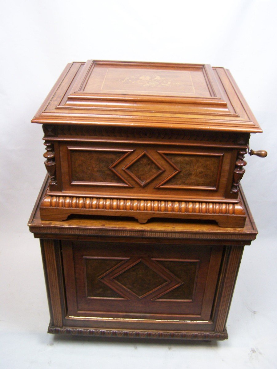 Polyphon Style 45d (double Comb) Disc Music Box With Cabinet For Records-photo-2