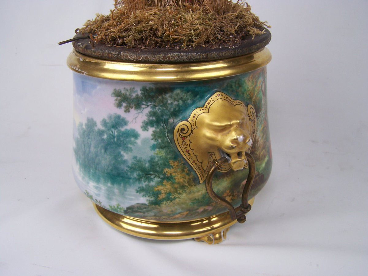 Jardinière à oiseau chanteur par Bontems (porcelaine)-photo-2