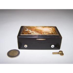 Musical Snuff Box With Miniatur Painting (music Box)