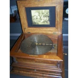 Music Box With Double Comb, Discs (diameter 40cm, 12 Incl) From Polyphon