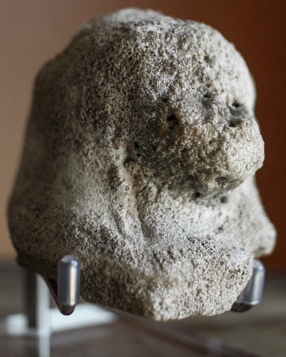Couvercle de vase canope en calcaire sur support, Ancien Empire (2700 - 2200 av. J.-C.)-photo-3