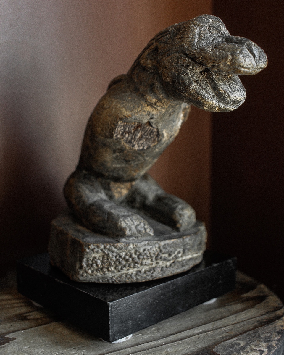 Figurine en bois de palmier du Nouvel Empire égyptien en forme de lion-photo-3