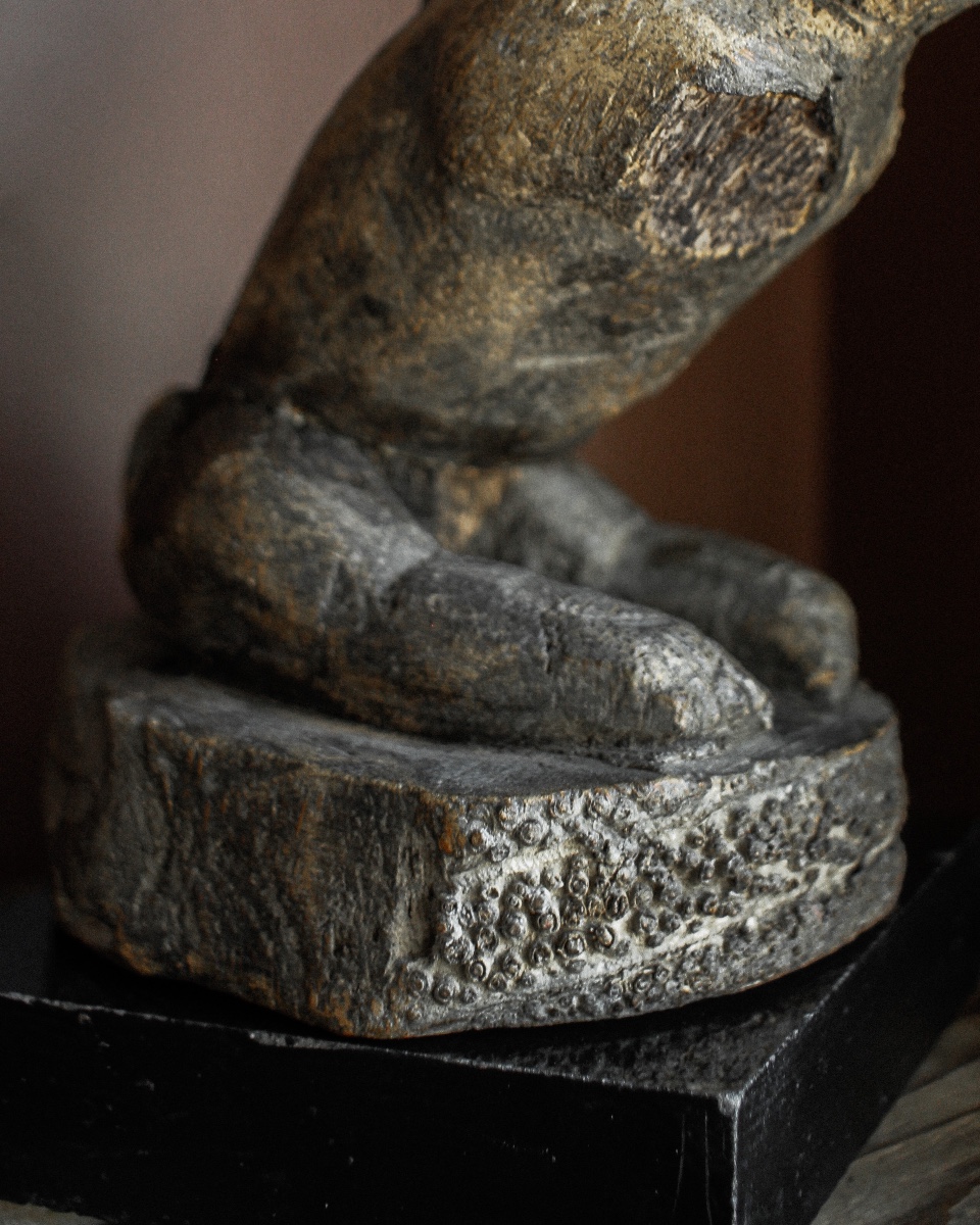 Figurine en bois de palmier du Nouvel Empire égyptien en forme de lion-photo-4