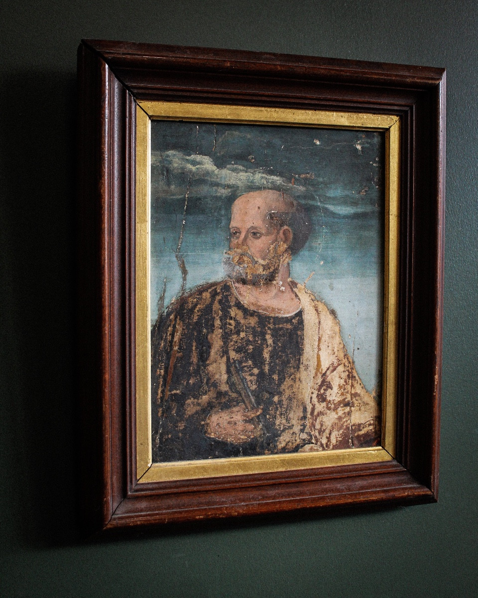 Saint Pierre, huile sur panneau en berceau, cercle d'Andrea Mantegna (1431 - 1506)