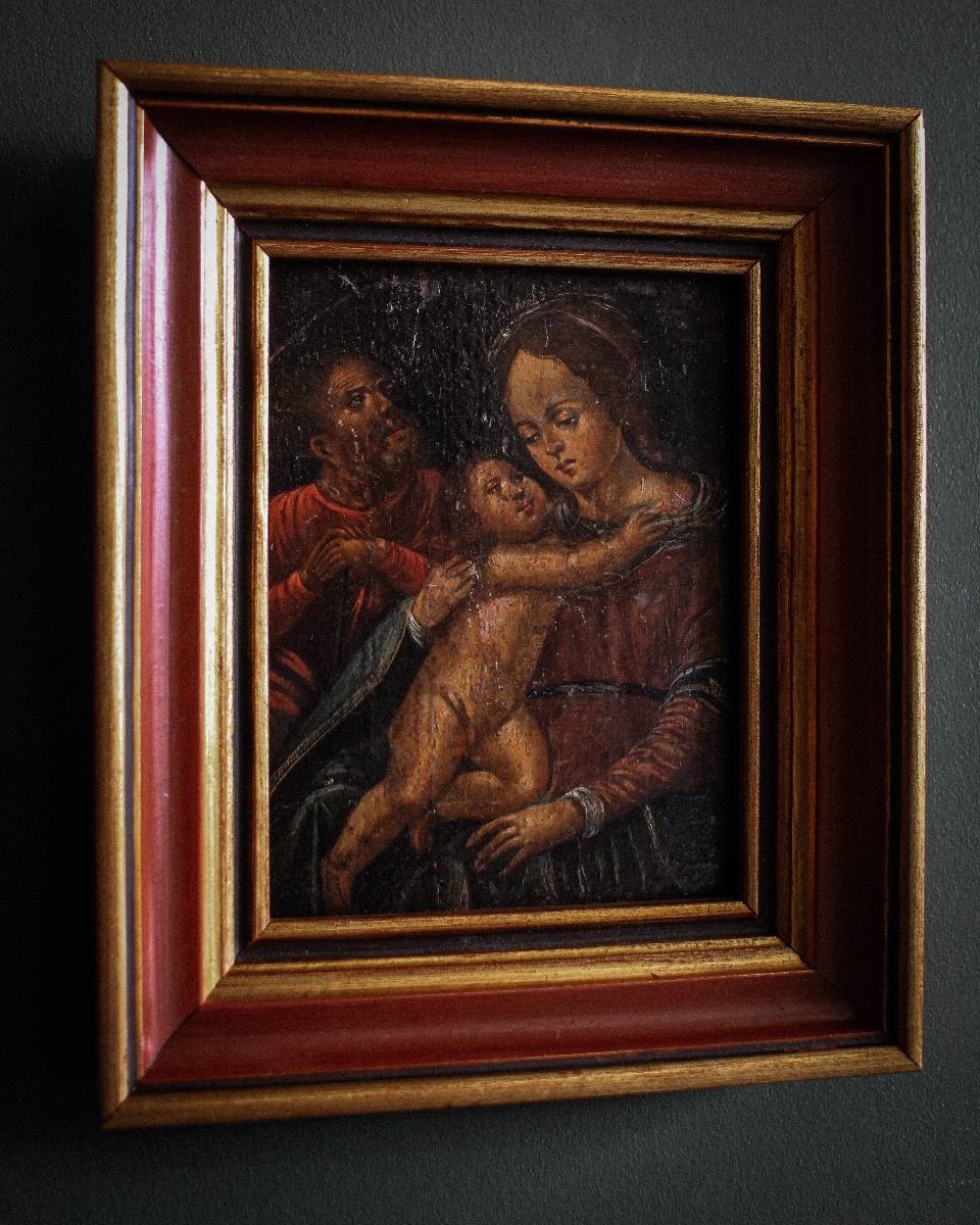 Madonna And Child With Saint John, 17th Century, Oil On Panel