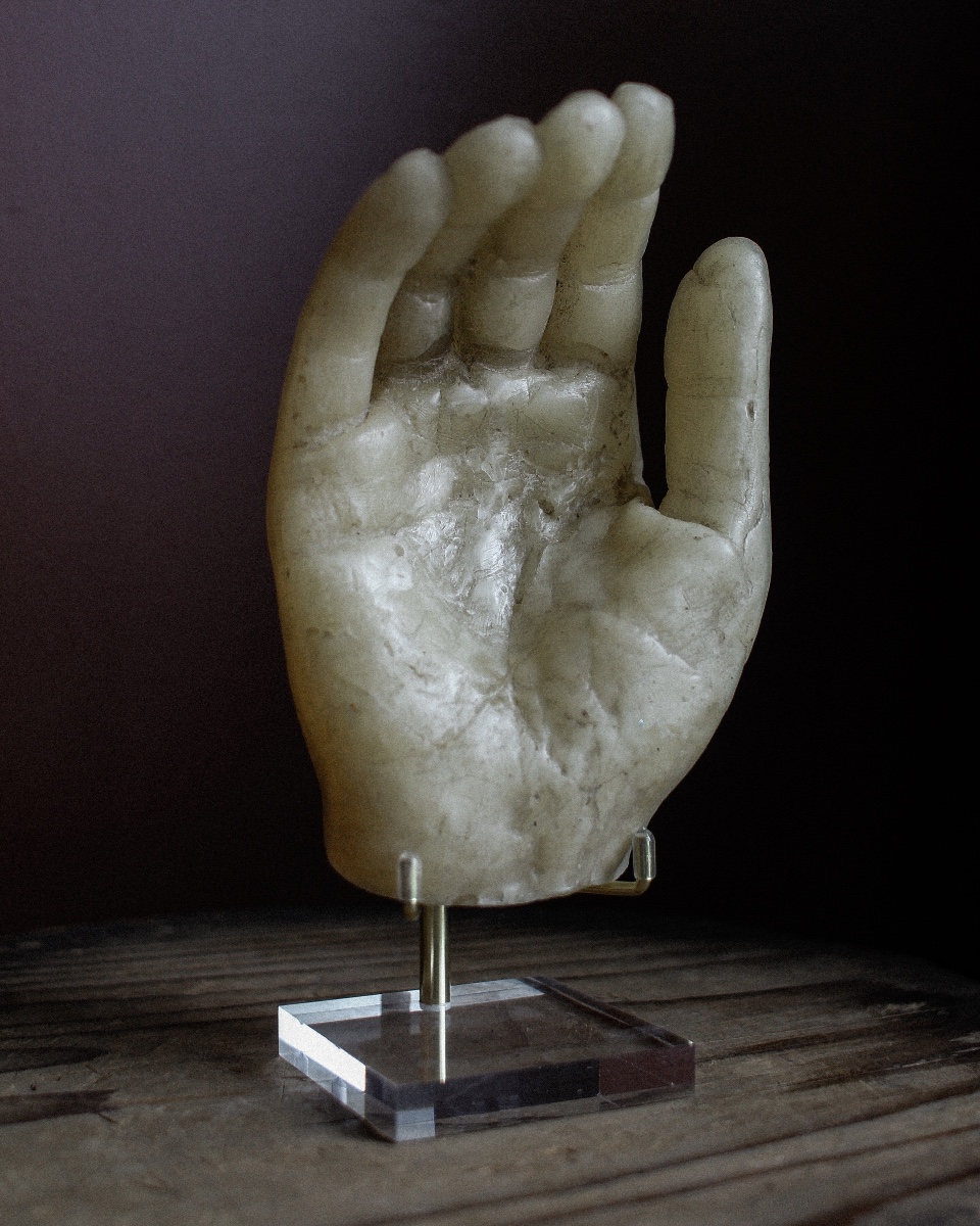 Post-mortem Commemorative Hand In Wax On A Stand
