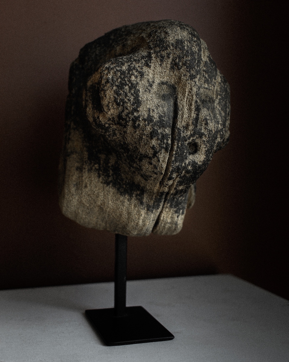 15th-century Sandstone Imp Head On A Base
