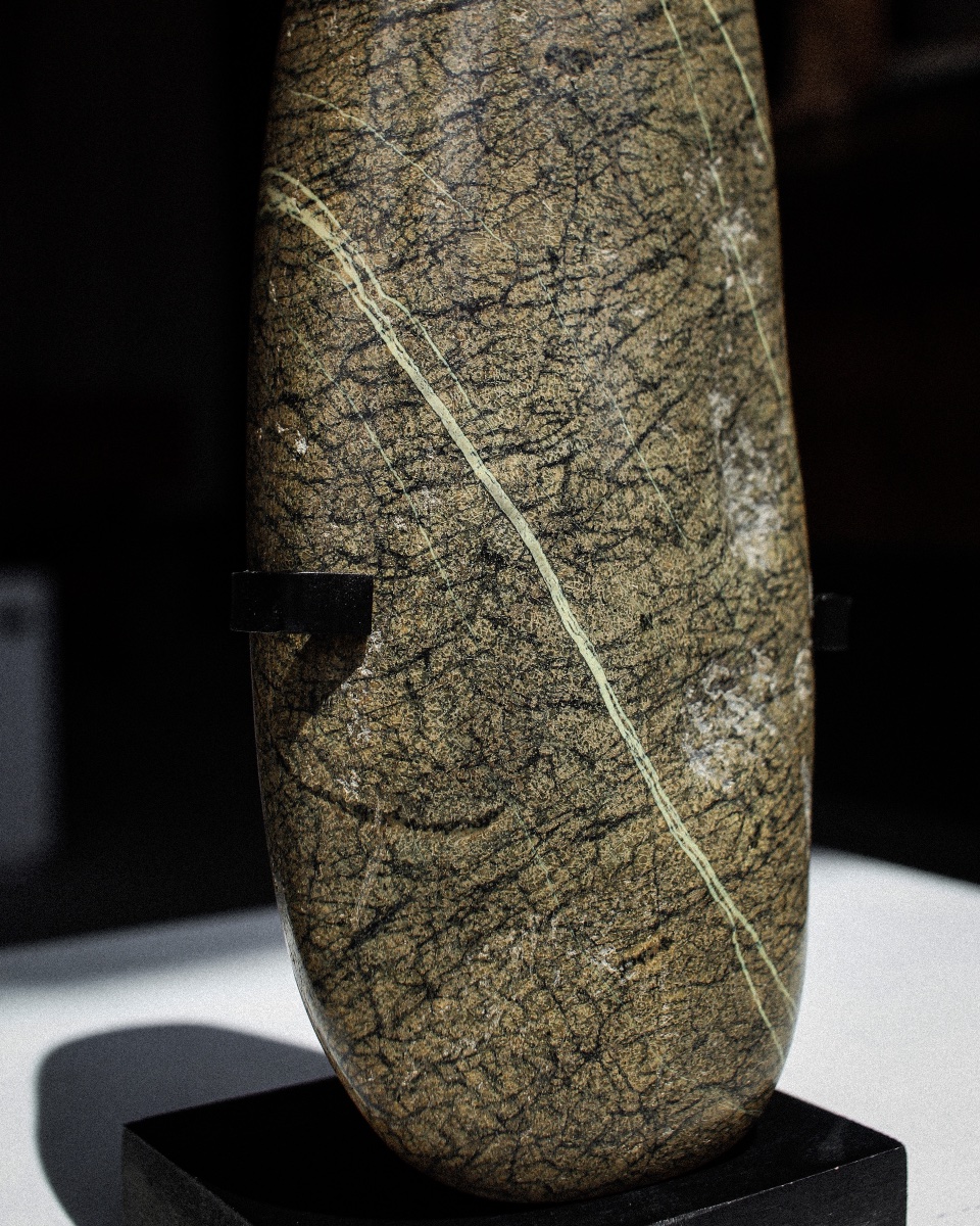 Serpentine Stone Axe Head On A Base-photo-2