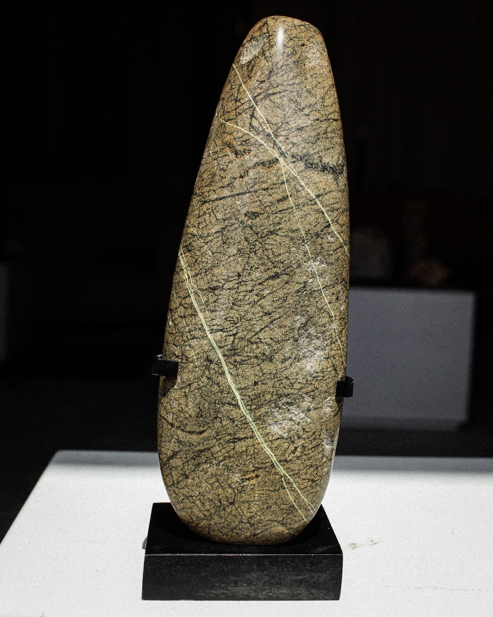 Serpentine Stone Axe Head On A Base-photo-4