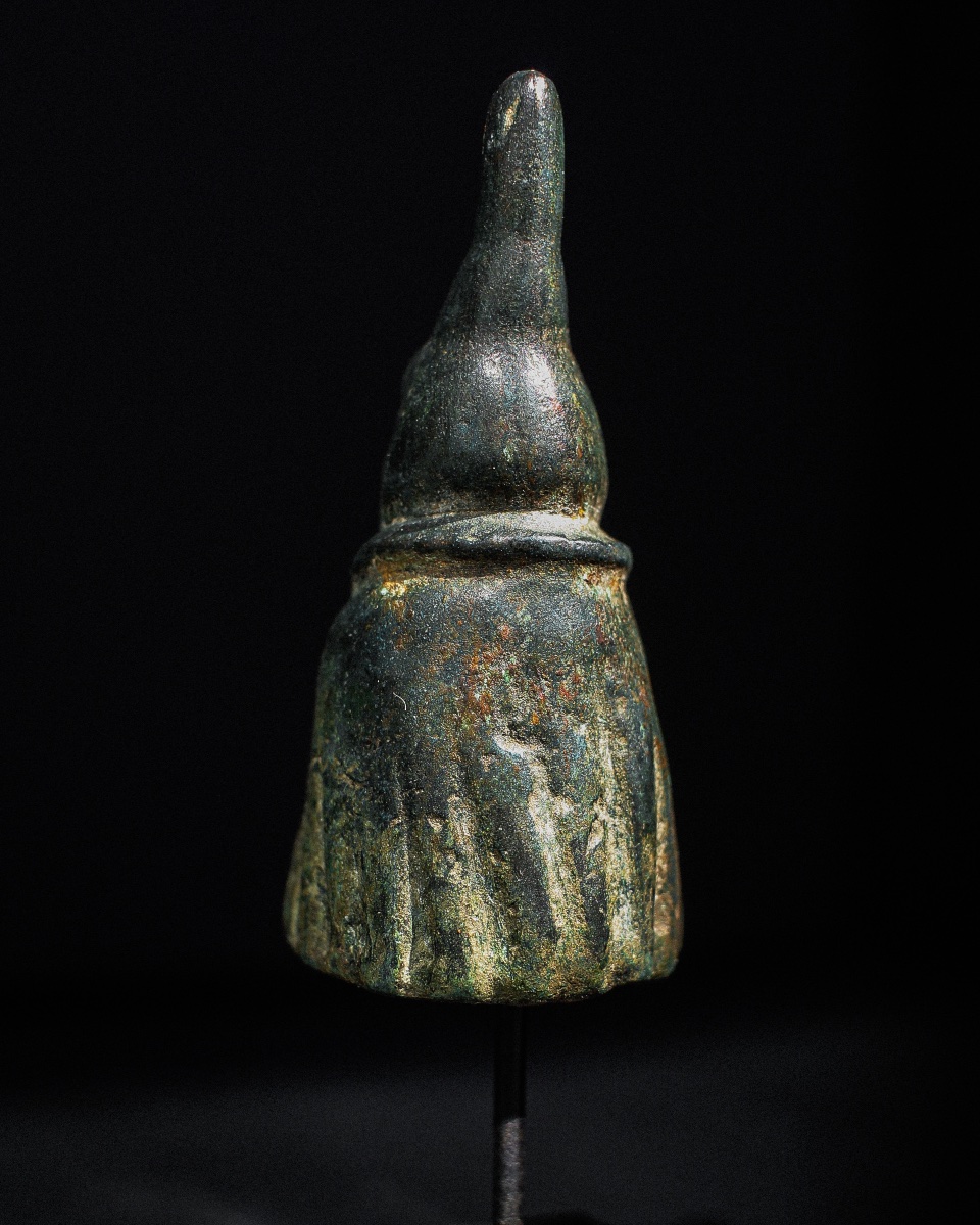 Gallo-roman Bronze Statuette Of Telesphorus On A Pedestal-photo-4