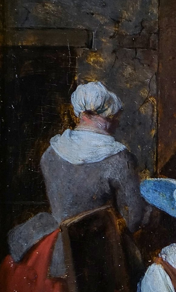 Scène de cuisine par Jean Baptiste Lambrechts (1680 - 1731) huile/panneau  26,5 X 22,3 cm -photo-4