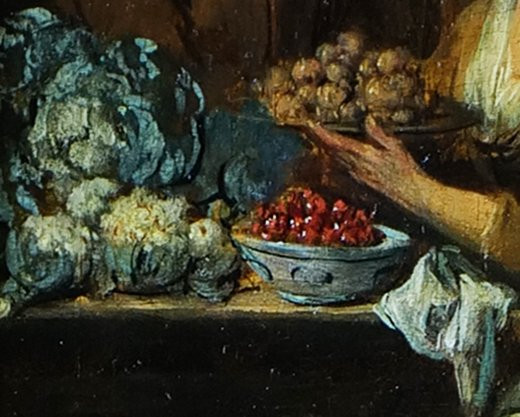 Scène de cuisine aux figures et légumes par Jan Baptist Lambrechts (1680–1731) - 26,5 X 22,3 cm-photo-4