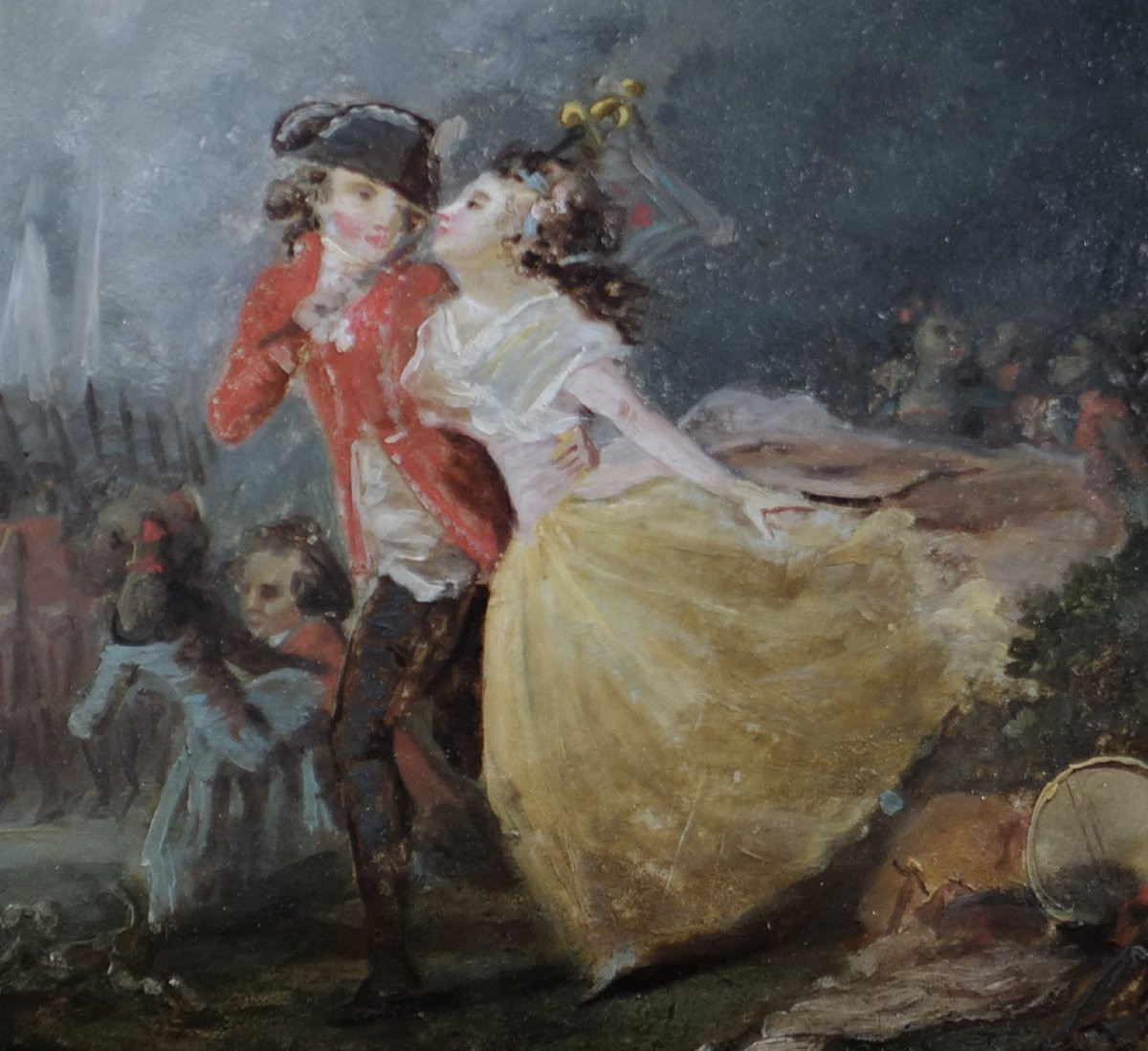 Soldiers' Entertainment By Nicolas Lavreince (1737 - 1807) Dim. 22 X 35 Cm-photo-3