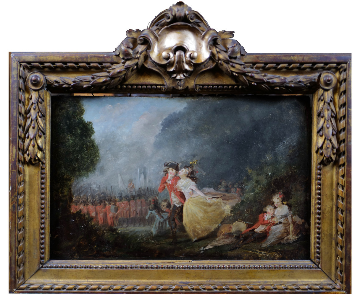 Soldiers' Entertainment By Nicolas Lavreince (1737 - 1807) Dim. 22 X 35 Cm