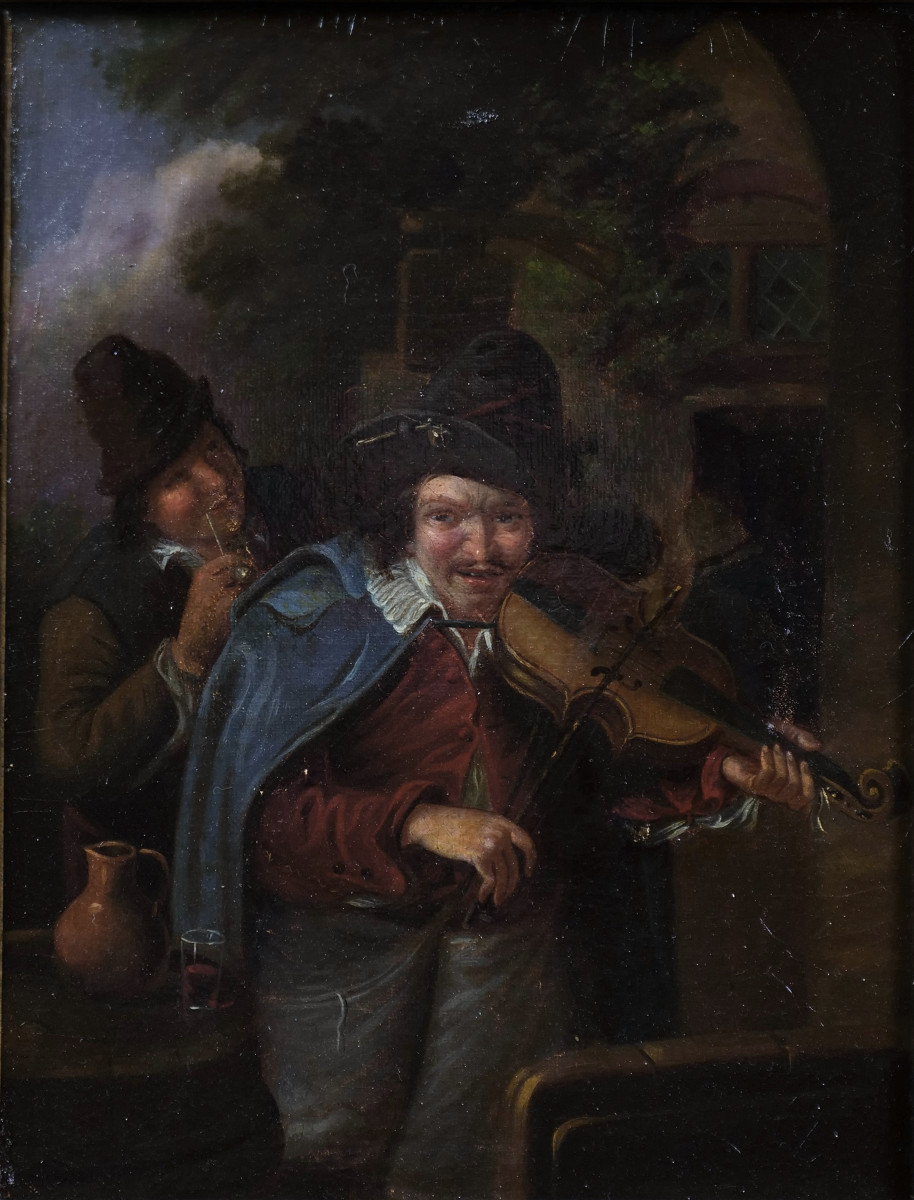 École allemande fin XVIIIe, "le violoniste" (d’après Christian Wilhelm Ernst Dietrich (25X33cm)-photo-2