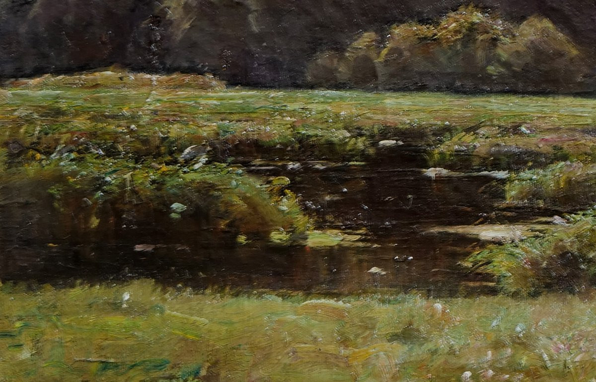 Axel Birkhammer  (1874 _ 1936) – Paysage Impressionniste – hst - École. All. (50 X 31cm)-photo-4