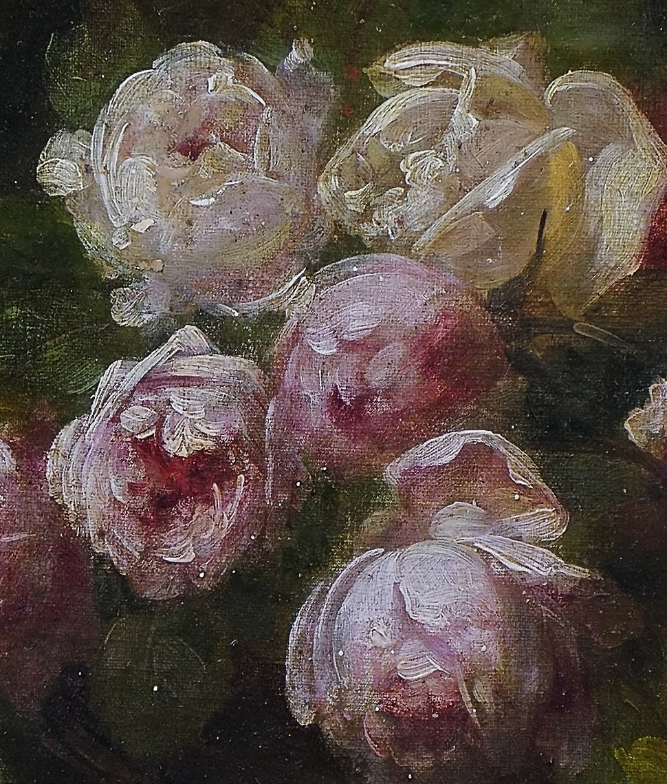 École française XIXe siècle - Bouquet de roses par Nicolas Fonville (1805-1856) - 65 X 48 cm-photo-2