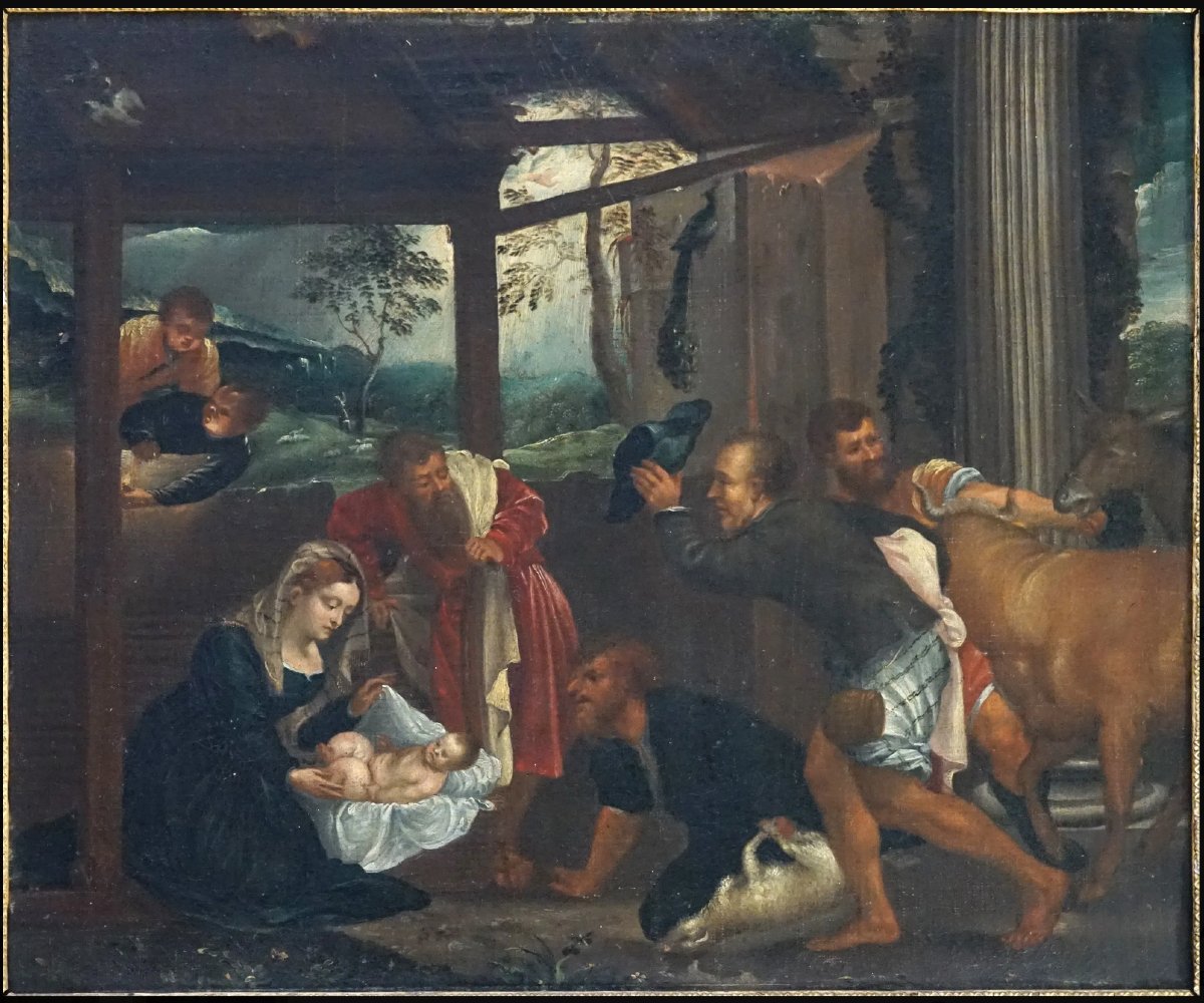Nativity - Northern School - 17th Century - 64 X 51 Cm-photo-2