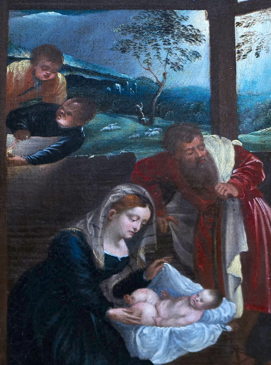 Nativity - Northern School - 17th Century - 64 X 51 Cm-photo-3