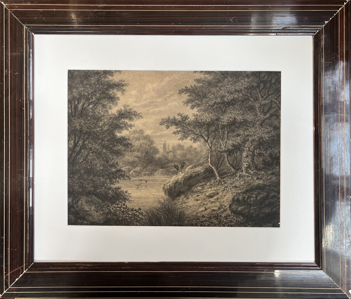 Black Stone Drawing On Paper, Signed And Dated Lower Right 