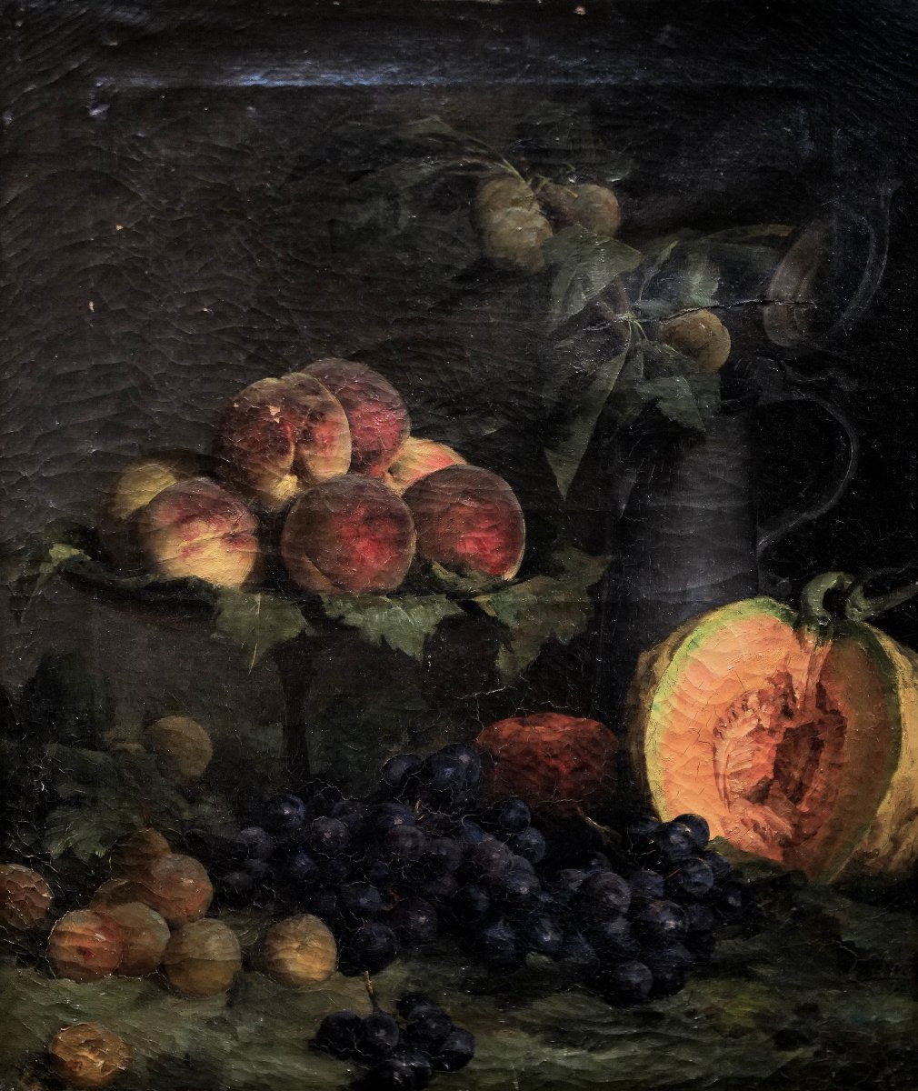 Gustave Bienvetu (1850 - 1916) Nature morte aux fruits - 45 X 57-photo-3