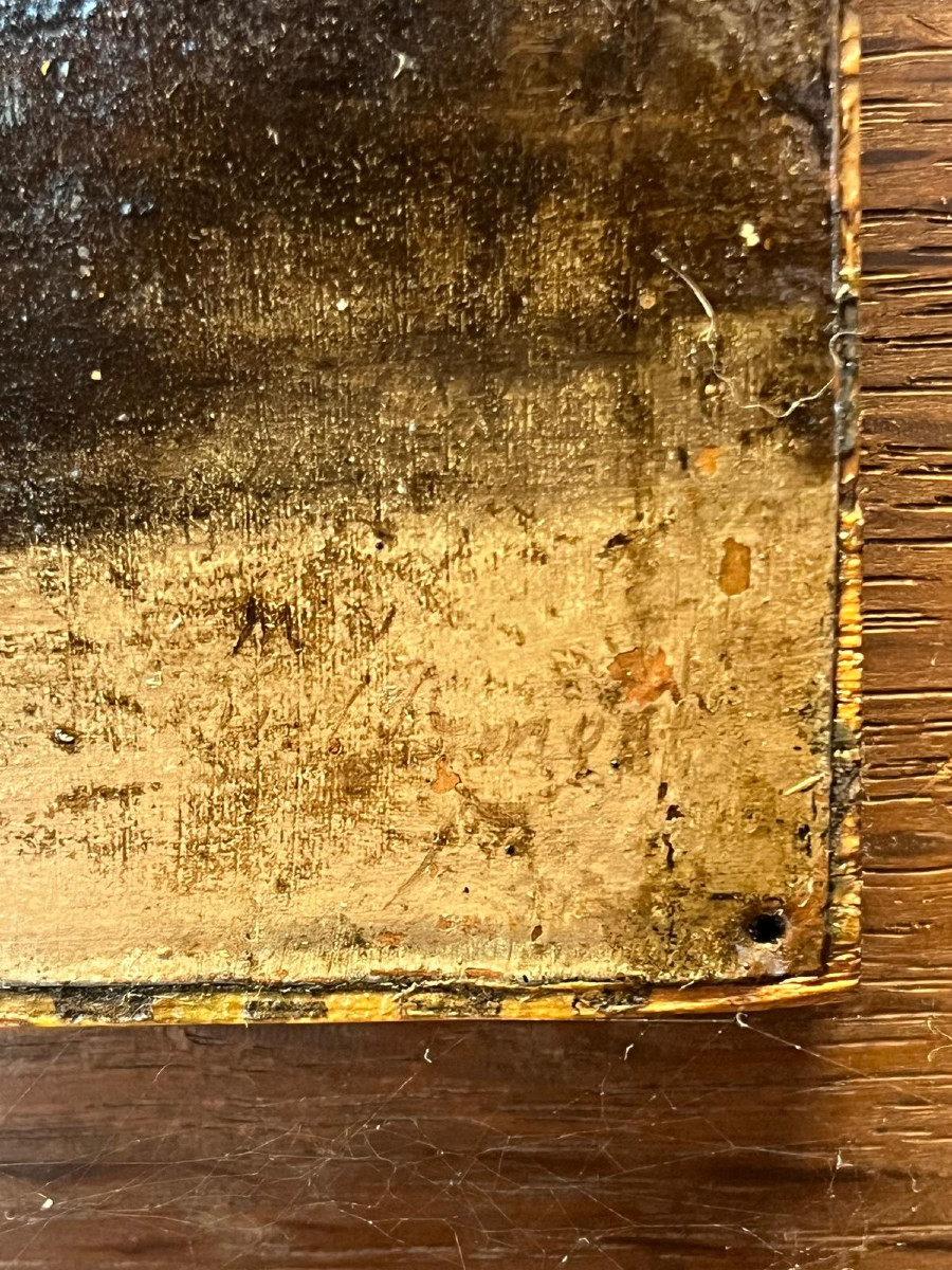 "Partie de cartes" - huile sur cuivre par Mattheus Van Helmont (1623 - c.1679) dim 16,5 X 23 cm-photo-3