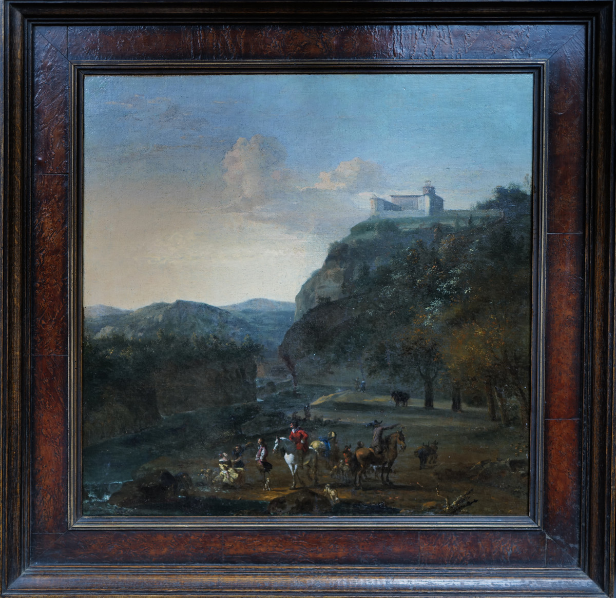 17th Century Dutch School Riders In A Mountain Landscape (49 X 50 Cm)