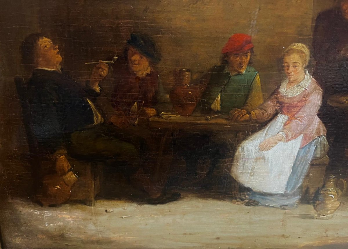 École française du XVIIIe siècle, d’après David Teniers le Jeune (36 X 51 cm) huile/panneau-photo-4