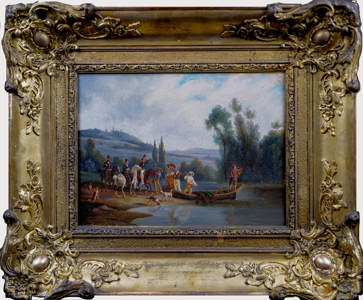 École française  XIXe siècle, dans le goût de Jean-Baptiste Le Prince (25,4 X 32,5 cm)-photo-2