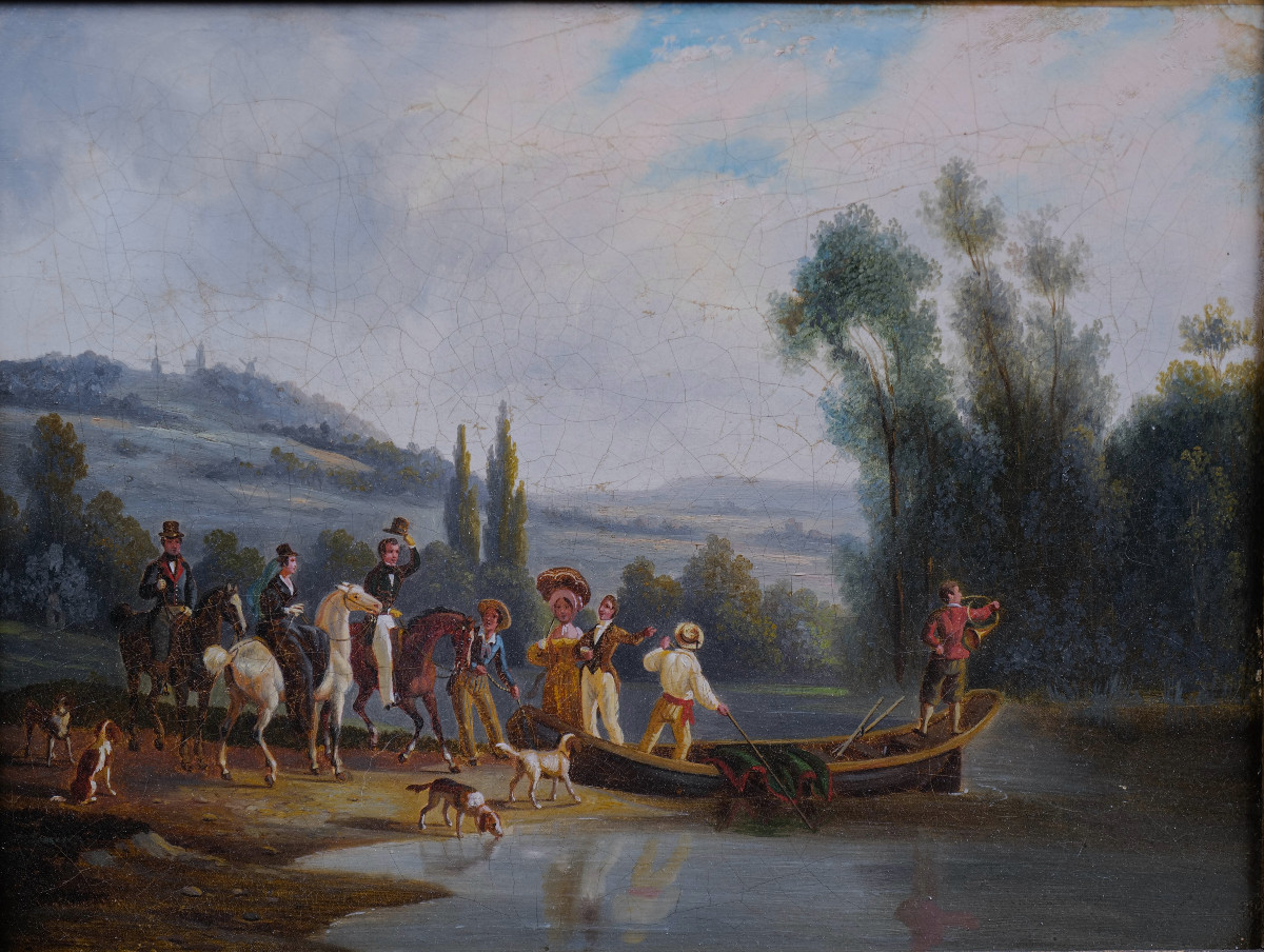 École française  XIXe siècle, dans le goût de Jean-Baptiste Le Prince (25,4 X 32,5 cm)