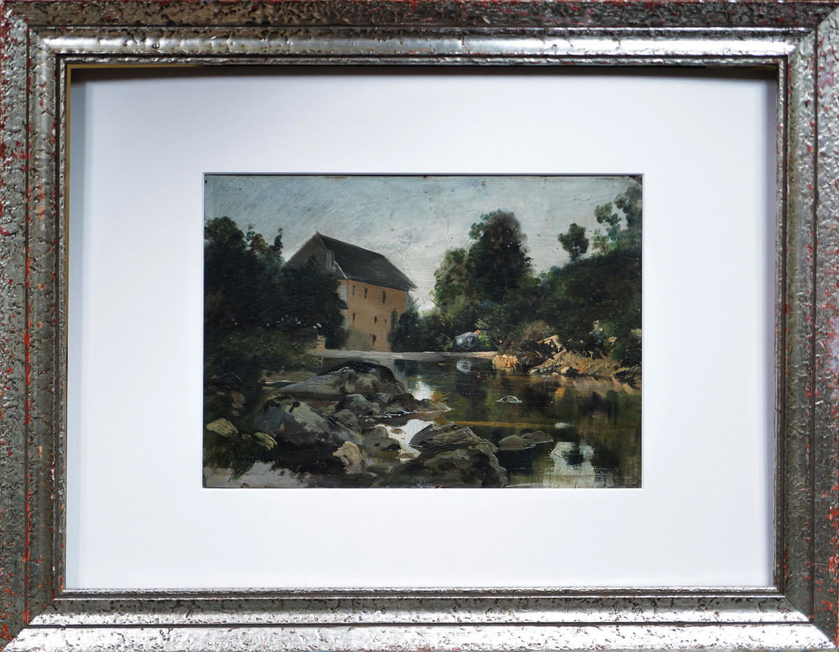 Maison au bord de l’eau (22 X 30 cm) par Guy Louis (1824 - 1898)-photo-2